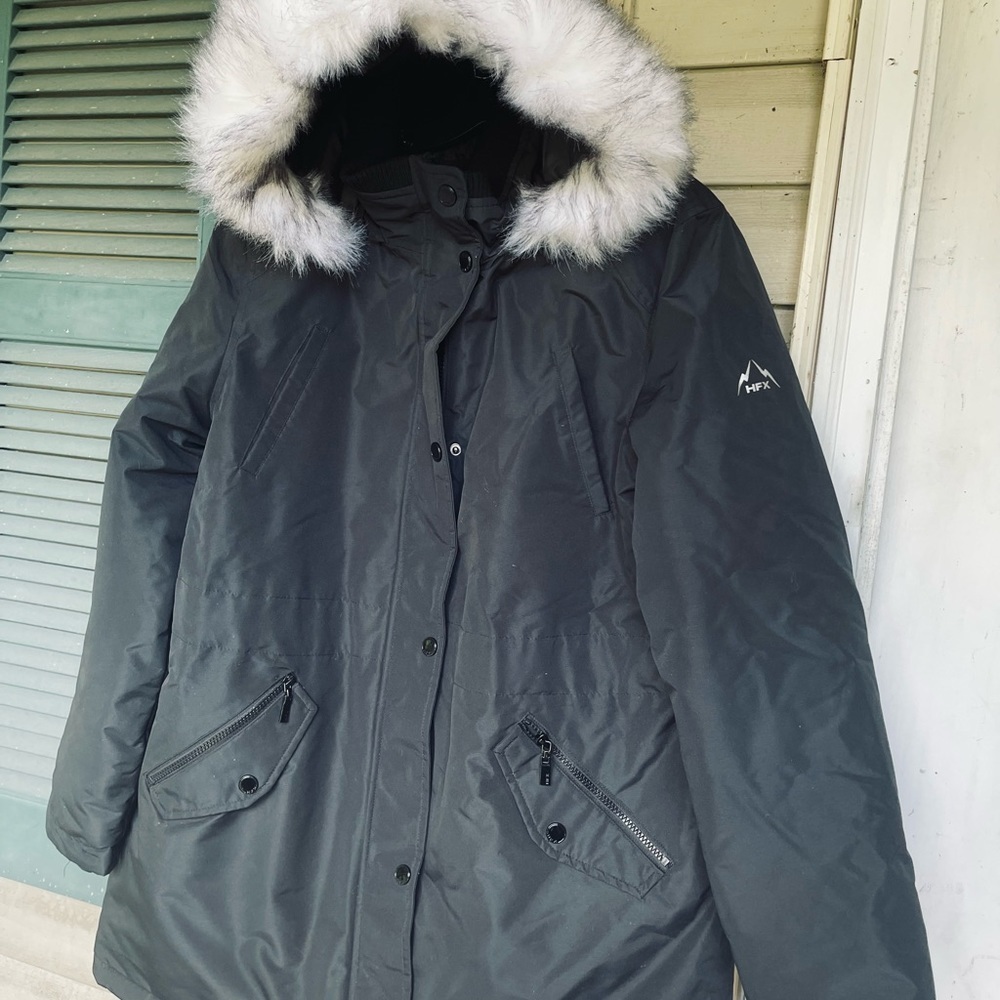 HFX white fur trim & black jacket - Picture 5 of 7